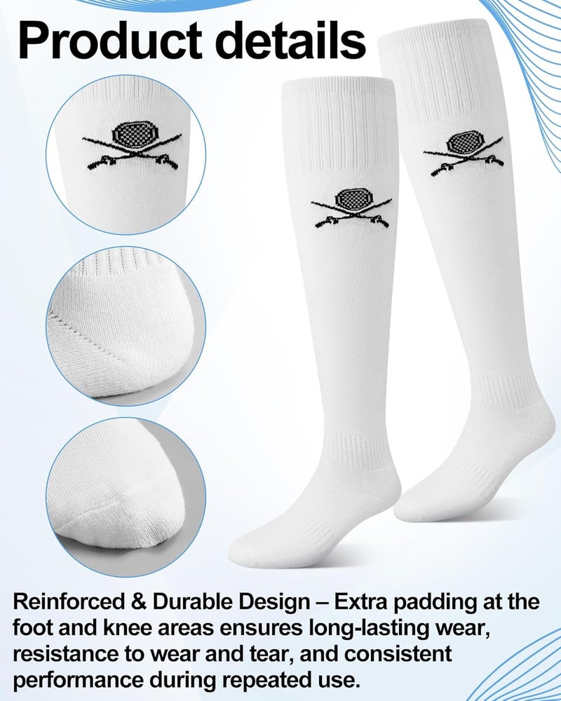 Glitopper 3 Pairs Fencing Socks for Epee Sabre and Foil White Cotton Knee High Socks Comfortable Support Athletic Stockings for Men Youth - Image 3